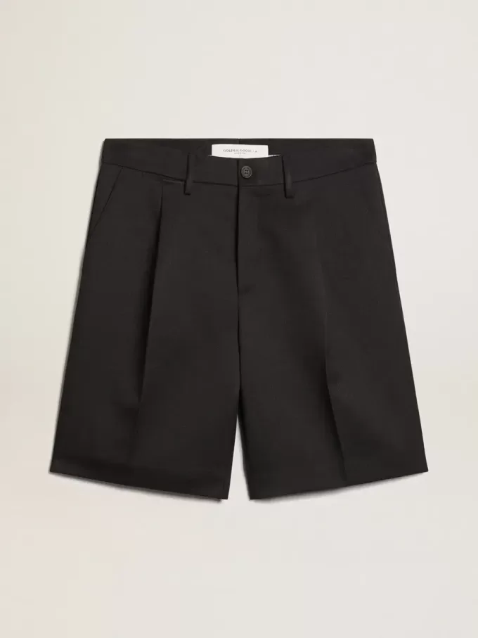 Pantaloni scurți bermuda pentru bărbați din lână albastră închisă Pantaloni scurți bermuda pentru bărbați din lână albastră închisă