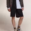 Pantaloni scurți bermuda pentru bărbați din lână albastră închisă Pantaloni scurți bermuda pentru bărbați din lână albastră închisă