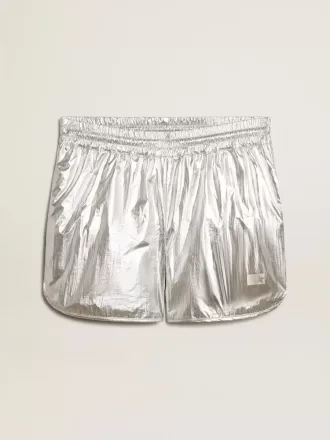 Pantaloni scurți de alergare pentru bărbați din țesătură argintie