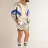 Pantaloni scurți de alergare pentru bărbați din țesătură argintie