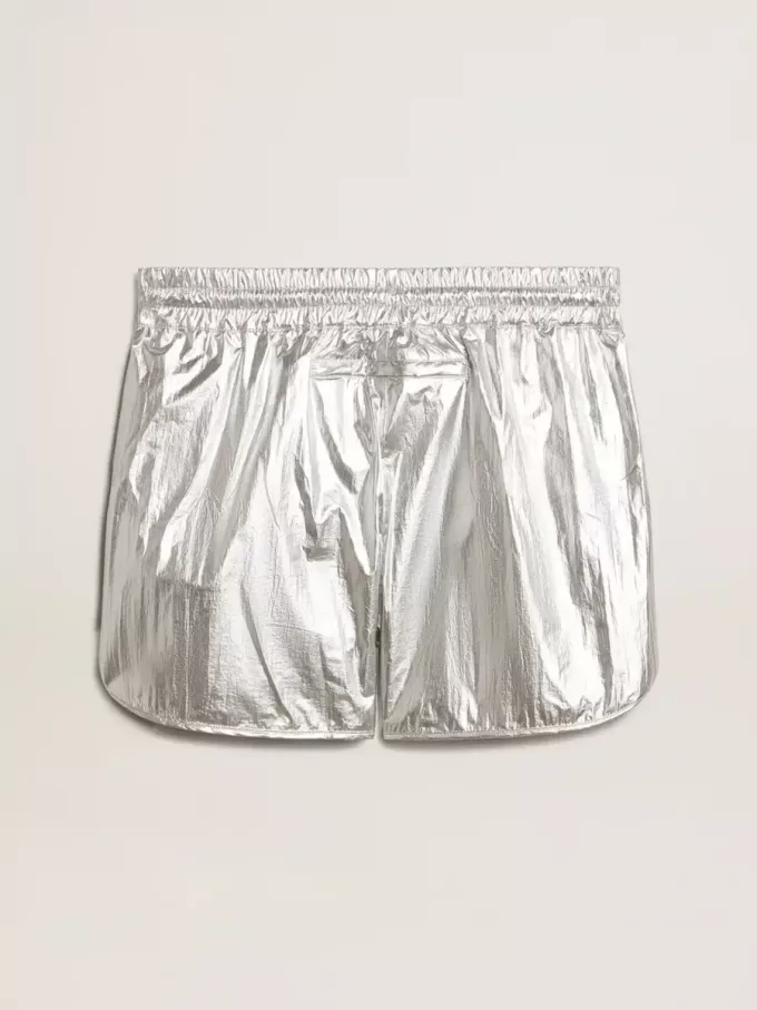 Pantaloni scurți de alergare pentru bărbați din țesătură argintie
