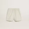 Pantaloni scurți din amestec de lână, cu dungi albe și gri, pentru femei Pantaloni scurți din amestec de lână, cu dungi albe și gri, pentru femei