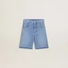 Pantaloni scurți din denim pentru copii, cu broderie pe spate