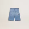 Pantaloni scurți din denim pentru copii, cu broderie pe spate