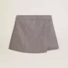 Pantaloni scurți mini pentru femei, din lână cu model houndstooth, de culoare gri Pantaloni scurți mini pentru femei, din lână cu model houndstooth, de culoare gri