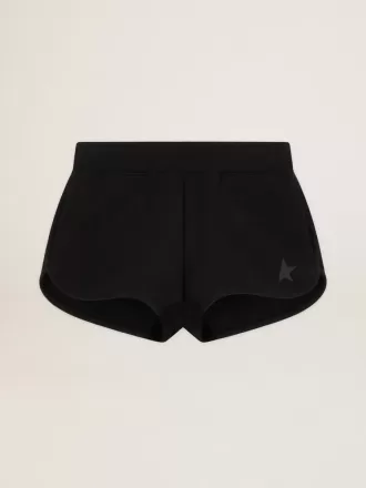 Pantaloni scurți negri pentru femei cu stele ton pe ton Pantaloni scurți negri pentru femei cu stele ton pe ton