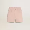 Pantaloni scurți roz din bumbac pentru fete, cu broderie