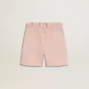 Pantaloni scurți roz din bumbac pentru fete, cu broderie