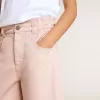 Pantaloni scurți roz din bumbac pentru fete, cu broderie