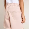 Pantaloni scurți roz din bumbac pentru fete, cu broderie