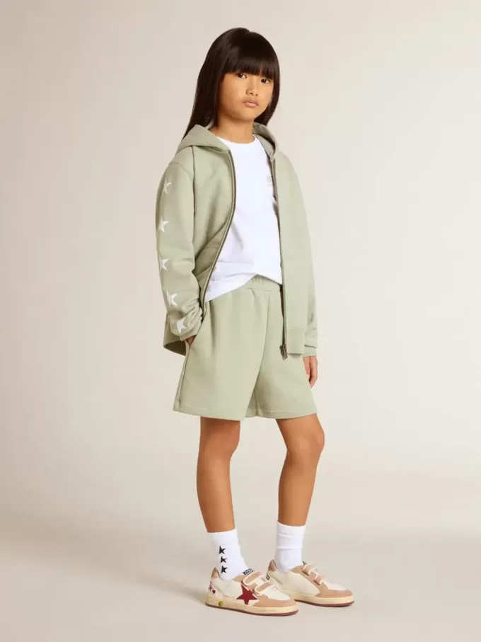 Pantaloni scurți verde deschis cu stea albă Pantaloni scurți verde deschis cu stea albă