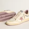 Pantofi Ball Star pentru femei din piele nappa, cu stea din TPU mov și călcâi din piele