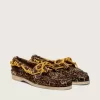 Pantofi Cruise pentru femei din piele de ponei cu imprimeu leopard și șireturi galbene de drumeție Pantofi Cruise pentru femei din piele de ponei cu imprimeu leopard și șireturi galbene de drumeție