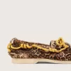 Pantofi Cruise pentru femei din piele de ponei cu imprimeu leopard și șireturi galbene de drumeție Pantofi Cruise pentru femei din piele de ponei cu imprimeu leopard și șireturi galbene de drumeție