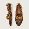 Pantofi Cruise pentru femei din piele de ponei cu imprimeu leopard și șireturi galbene de drumeție Pantofi Cruise pentru femei din piele de ponei cu imprimeu leopard și șireturi galbene de drumeție