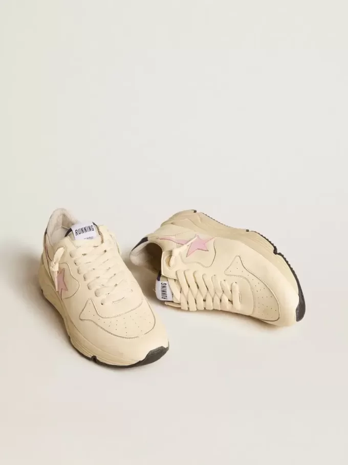 Pantofi Running Sole pentru femei din piele nappa, cu stea din piele roz și talpă din piele albastră Pantofi Running Sole pentru femei din piele nappa, cu stea din piele roz și talpă din piele albastră