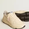 Pantofi Running Sole pentru femei din piele nappa, cu stea din piele roz și talpă din piele albastră Pantofi Running Sole pentru femei din piele nappa, cu stea din piele roz și talpă din piele albastră
