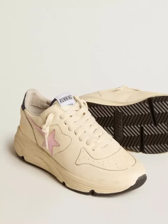 Pantofi Running Sole pentru femei din piele nappa, cu stea din piele roz și talpă din piele albastră Pantofi Running Sole pentru femei din piele nappa, cu stea din piele roz și talpă din piele albastră
