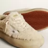 Pantofi Space-Star pentru femei din piele de oaie bej, cu stea din piele albă și călcâi din piele metalizată Pantofi Space-Star pentru femei din piele de oaie bej, cu stea din piele albă și călcâi din piele metalizată