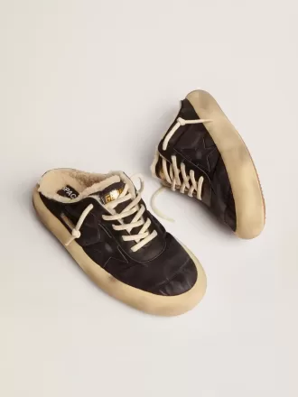 Pantofi Space-Star Sabot pentru bărbați, din nailon negru matlasat, cu căptușeală din piele de oaie Pantofi Space-Star Sabot pentru bărbați, din nailon negru matlasat, cu căptușeală din piele de oaie