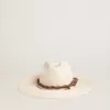 Pălărie fedora de culoarea pergamentului, cu bandă din piele Pălărie fedora de culoarea pergamentului, cu bandă din piele