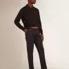 Polo cu mâneci lungi pentru bărbați, din lână merino neagră Polo cu mâneci lungi pentru bărbați, din lână merino neagră