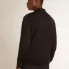 Polo cu mâneci lungi pentru bărbați, din lână merino neagră Polo cu mâneci lungi pentru bărbați, din lână merino neagră