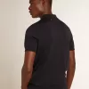 Polo cu mâneci scurte pentru bărbați, din lână merino albastru închis Polo cu mâneci scurte pentru bărbați, din lână merino albastru închis