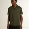 Polo din tricou verde militar pentru bărbați, cu broderie Polo din tricou verde militar pentru bărbați, cu broderie
