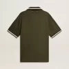 Polo din tricou verde militar pentru bărbați, cu broderie Polo din tricou verde militar pentru bărbați, cu broderie