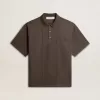 Polo pentru bărbați din bumbac, de culoare gri antracit, cu broderie Polo pentru bărbați din bumbac, de culoare gri antracit, cu broderie