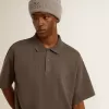 Polo pentru bărbați din bumbac, de culoare gri antracit, cu broderie Polo pentru bărbați din bumbac, de culoare gri antracit, cu broderie