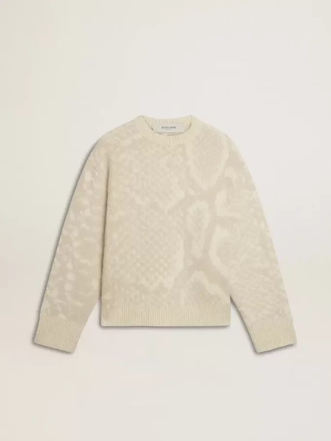Pulover bej pentru femei cu modele CNY Pulover bej pentru femei cu modele CNY