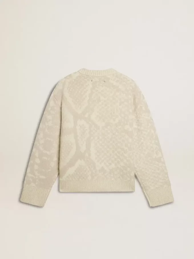 Pulover bej pentru femei cu modele CNY Pulover bej pentru femei cu modele CNY