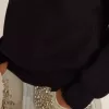 Pulover cu guler rotund pentru femei, din bumbac albastru închis Pulover cu guler rotund pentru femei, din bumbac albastru închis