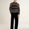 Pulover din amestec de lână pentru bărbați, cu guler rotund și model jacquard argyle