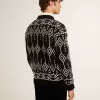Pulover din amestec de lână pentru bărbați, cu guler rotund și model jacquard argyle