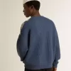 Pulover din lână jacquard albastru deschis pentru bărbați, cu model de culoare crem Pulover din lână jacquard albastru deschis pentru bărbați, cu model de culoare crem