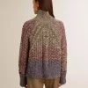 Pulover multicolor cu guler înalt pentru femei, din fire mouliné Pulover multicolor cu guler înalt pentru femei, din fire mouliné