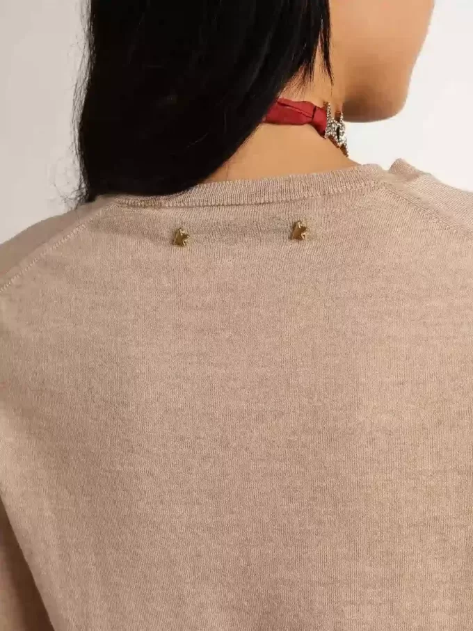 Pulover pentru femei din lână merino maro deschis Pulover pentru femei din lână merino maro deschis