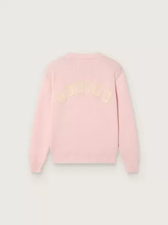 Pulover roz unisex cu nervuri Golden pentru copii, cu logo Golden pe spate