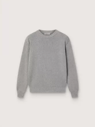Pulover unisex Golden pentru copii, din tricot melanjat gri, cu logo pe spate
