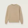 Pulover unisex pentru copii, de culoare bej auriu, cu nervuri și logo pe spate Pulover unisex pentru copii, de culoare bej auriu, cu nervuri și logo pe spate