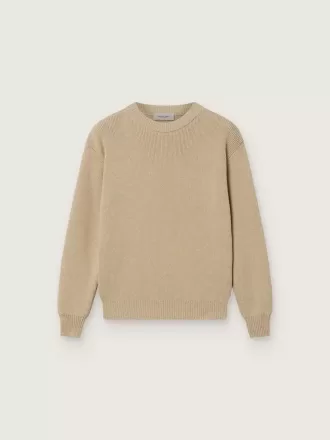Pulover unisex pentru copii, de culoare bej auriu, cu nervuri și logo pe spate Pulover unisex pentru copii, de culoare bej auriu, cu nervuri și logo pe spate
