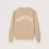 Pulover unisex pentru copii, de culoare bej auriu, cu nervuri și logo pe spate Pulover unisex pentru copii, de culoare bej auriu, cu nervuri și logo pe spate