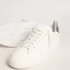 Purestar pentru femei, cu stea din piele albă și talpă antracit cu glitter Purestar pentru femei, cu stea din piele albă și talpă antracit cu glitter