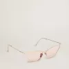 Rame de soare în stil cat-eye cu ramă și lentile roz Rame de soare în stil cat-eye cu ramă și lentile roz