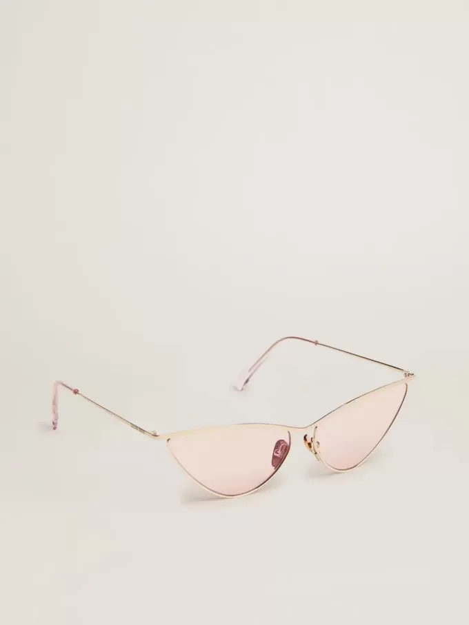 Rame de soare în stil cat-eye cu ramă și lentile roz Rame de soare în stil cat-eye cu ramă și lentile roz