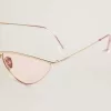 Rame de soare în stil cat-eye cu ramă și lentile roz Rame de soare în stil cat-eye cu ramă și lentile roz