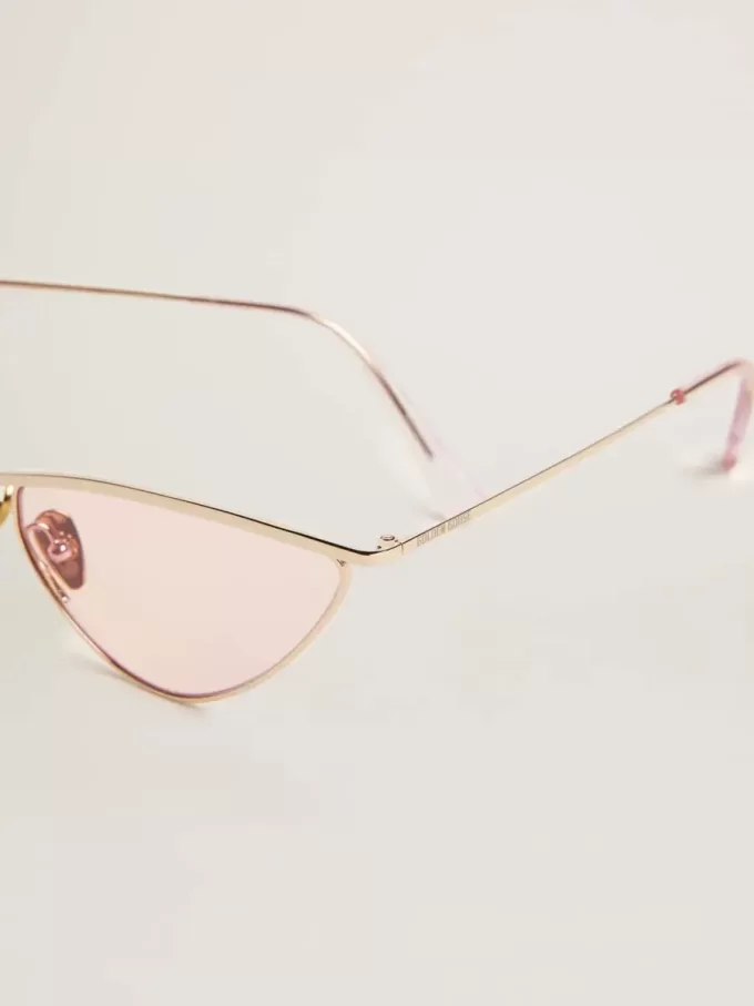 Rame de soare în stil cat-eye cu ramă și lentile roz Rame de soare în stil cat-eye cu ramă și lentile roz